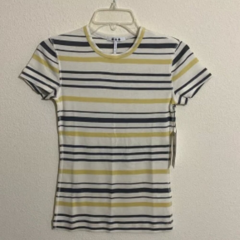THREE DOTS Crew Tee Stripe Short Sleeve T-Shirt Women's Size XS